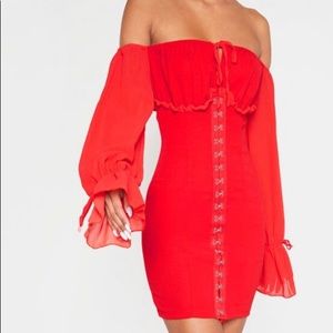 Pretty Little Thing Sleeve Hook & Eye Bodycon Dress